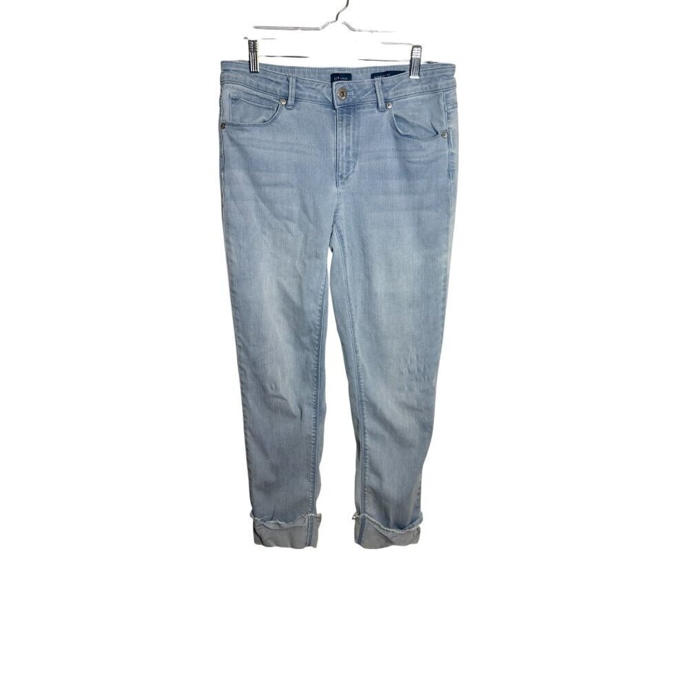 J.Jill Womens Light Wash Denim Roll Cuff Jeans Authentic Fit Size 8